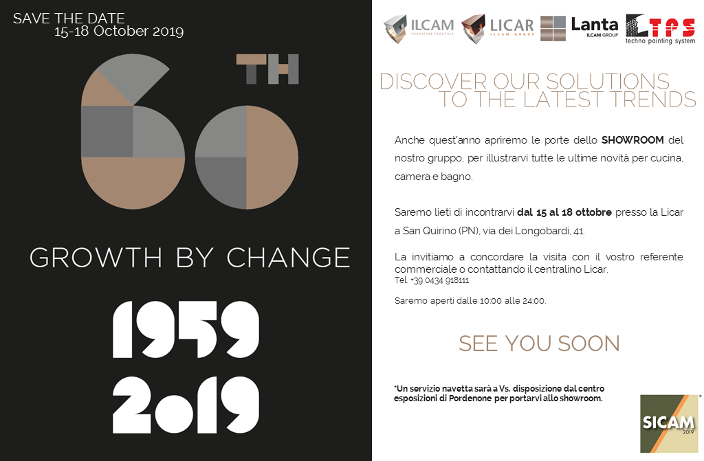 ILCAM - Invito Showroom dal 15 al 18 ottobre 2019